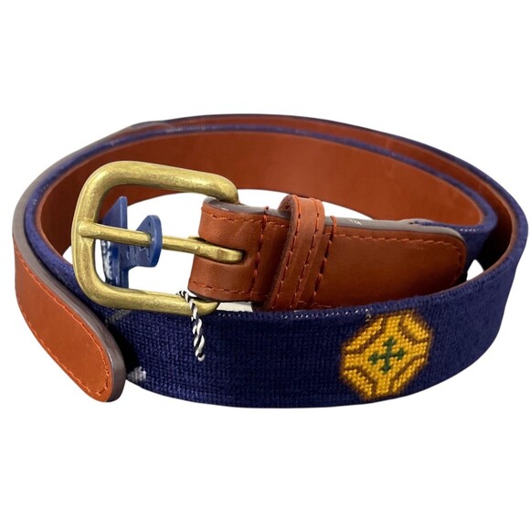 Smathers & Branson Golf Clubs Needlepoint Belt 38 Hand-Stitched Leather NWT - Picture 5 of 16